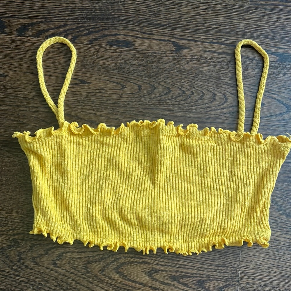 yellow crop top AKIRA
